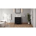 Jeffrey Alexander 30In. Black Katara Vanity, Calacatta Vienna Quartz Vanity Top, Undermount Rectangle Bowl VKITKAT30BKCQR